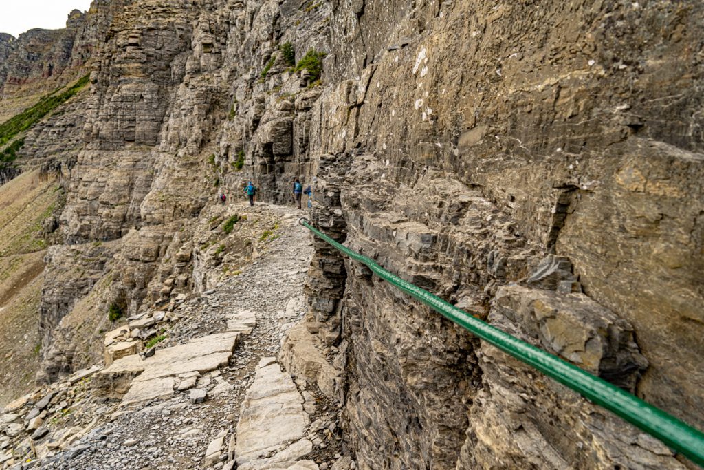 handrail on cliff for highline to the loop trail