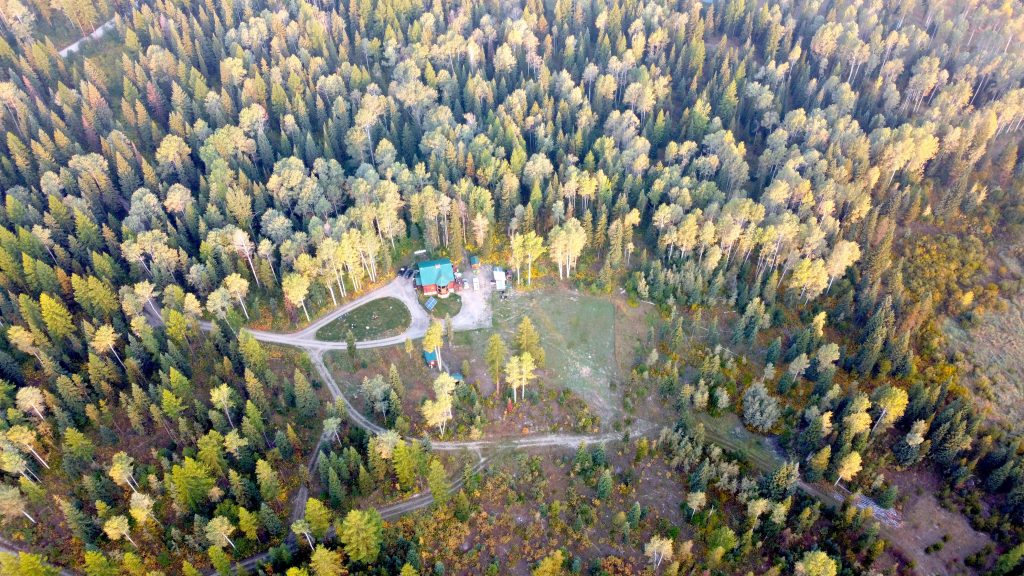 aerial photo of cabins